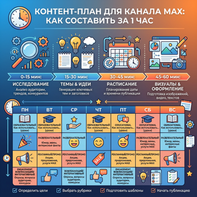 Контент-план для канала в MAX: как составить за 1 час