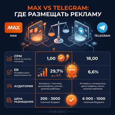 MAX vs Telegram: где размещать рекламу — сравнение 2026