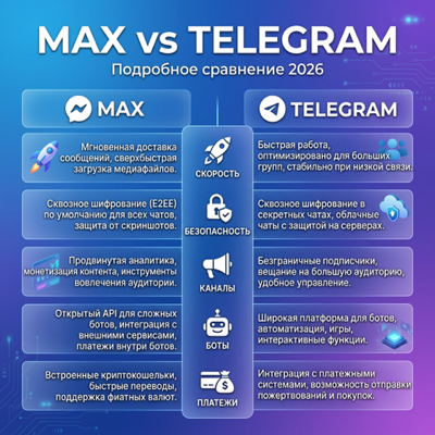 MAX vs Telegram: подробное сравнение в 2026 году