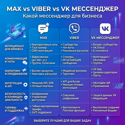 MAX vs Viber vs VK Мессенджер: какой мессенджер для бизнеса