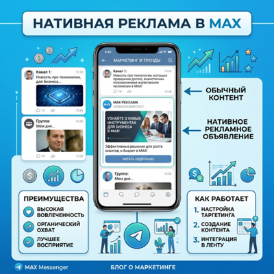 Нативная реклама в MAX: основной формат продвижения