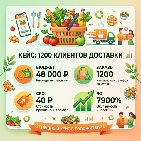 Кейс: Сервис доставки продуктов привлёк 1 200 клиентов через кулинарные каналы в MAX